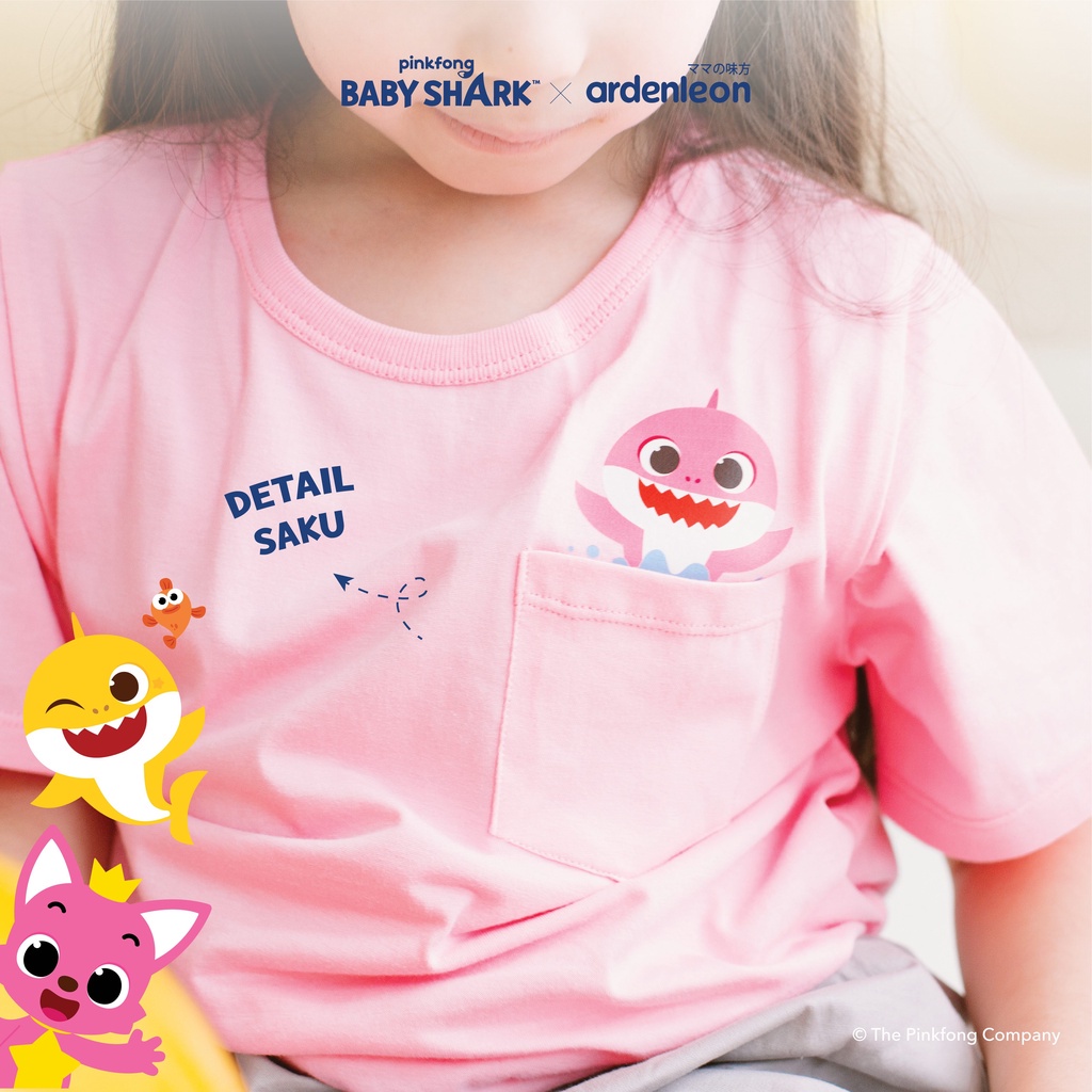 Baju Bayi Kaos Oblong Atasan Anak T-Shirt Ardenleon Pinkfong Baby Shark Pocket 6 12 Bulan 1-4 Tahun