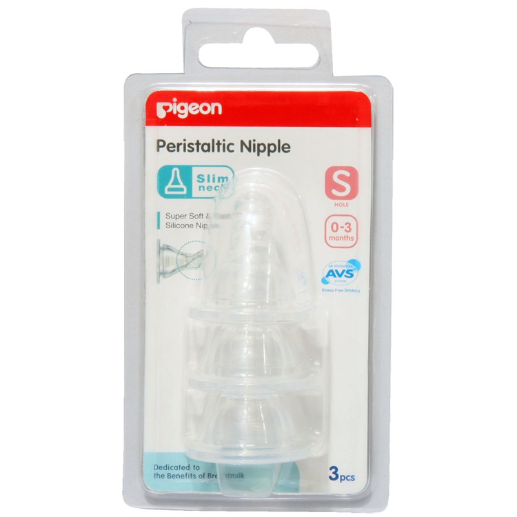 Pigeon Peristaltic Slim Neck Nipple 3 Blister