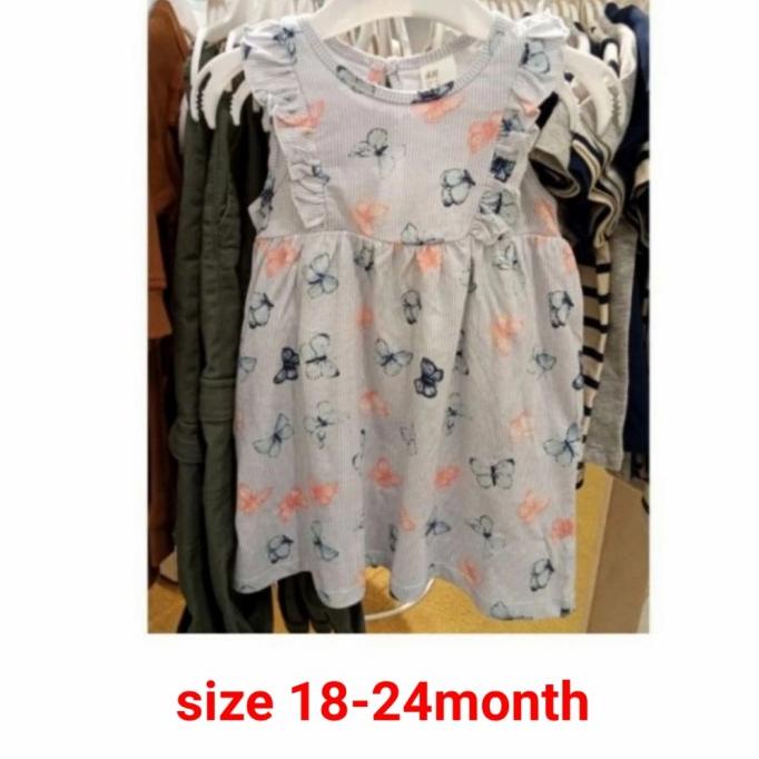 H&M Ori Baju Bayi Perempuan Dress Biru Kupu Kupu Termurah