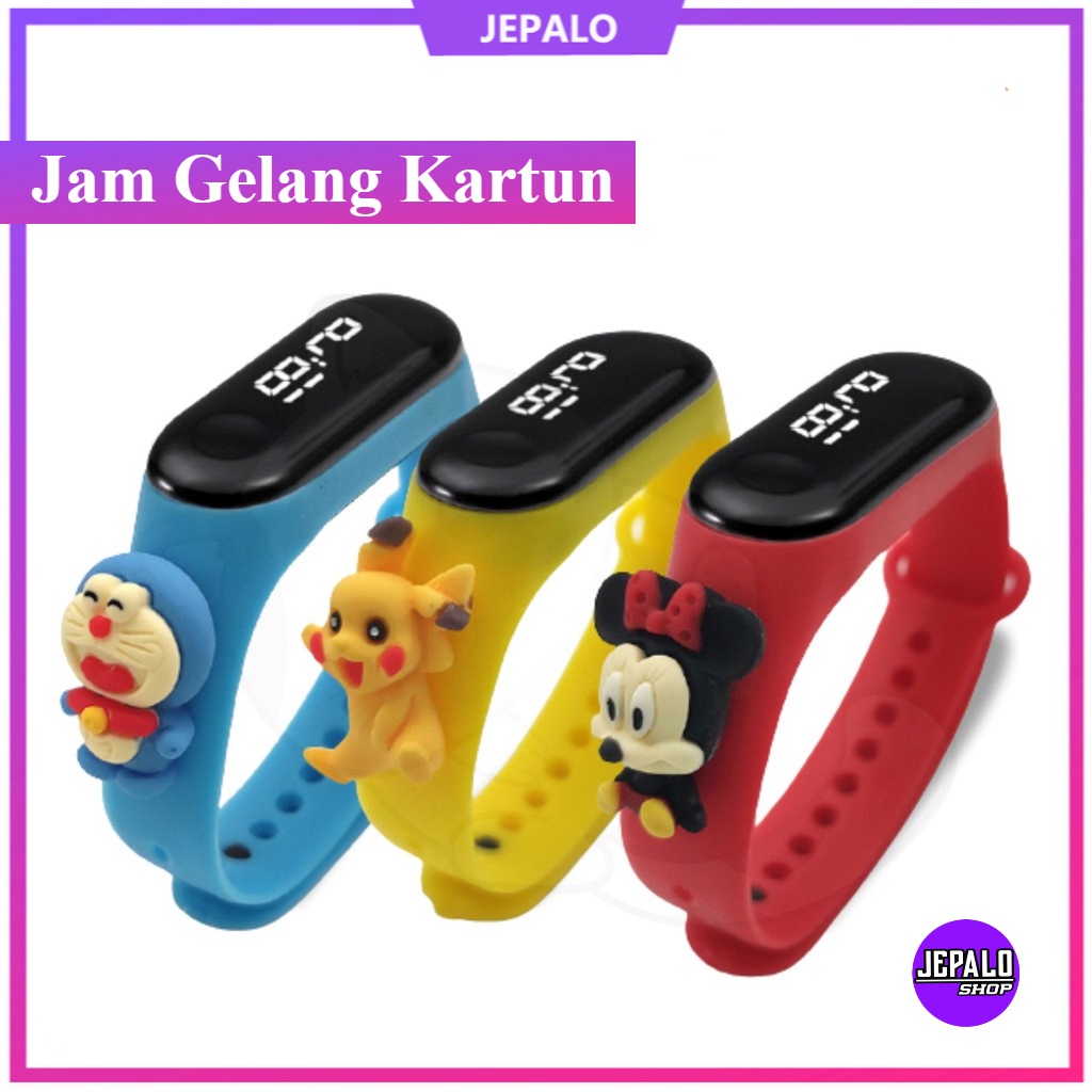 JEPALO - Jam Tangan Anak Digital Led Motif Kartun / Jam Tangan Gelang Elektronik Warna Digital / Jam
