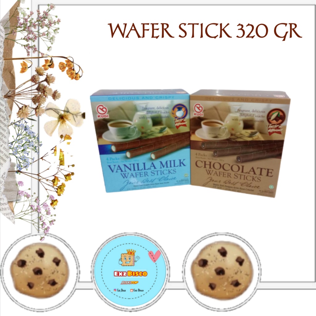 

EXZBISCO - KUGI WAFER STICK 320g Biskuit Anak Dewasa Enak Renyah Biscuit Rasa Vanilla Coklat