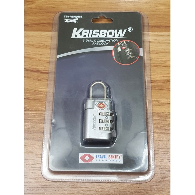 Gembok Koper Krisbow Padlock 3 dial Silver