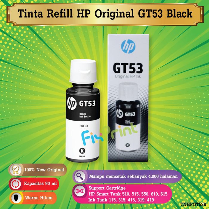 Tinta Pigmen HP GT53 GT 53 Black Hitam Printer 615 115 315 415 319 419