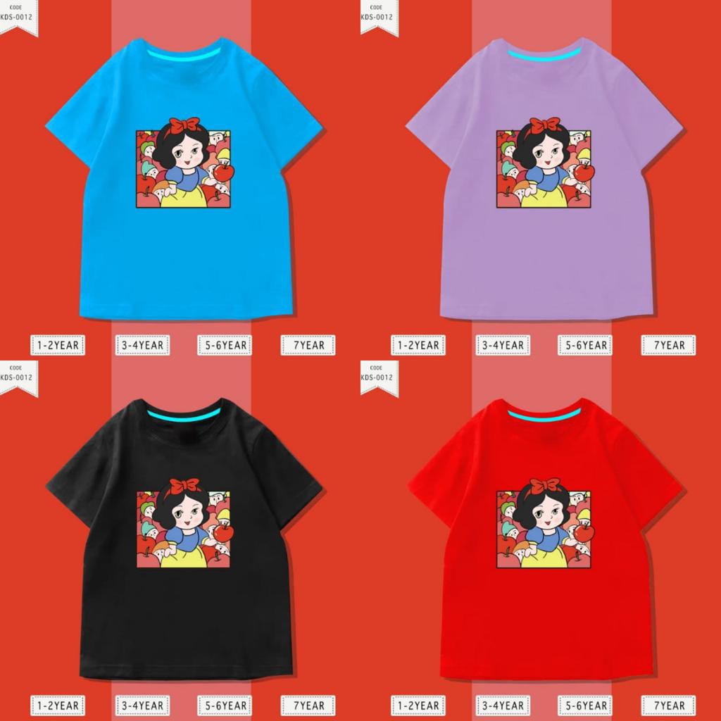 Baju Anak Putri Salju / Kaos Distro DTF Anak Laki Laki dan Perempuan / Unisex / Motif Kartun