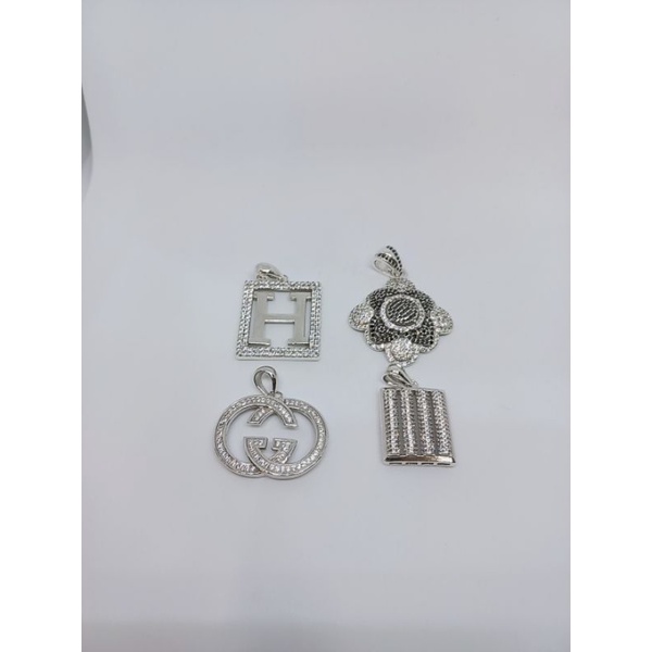 liontin fashion import perhiasan perak 925 asli lapis emas model variasi mp + mt hitam silver925