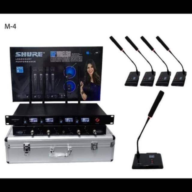 Mic meja Shure M4 UHF + Koper(4 mic meja)
