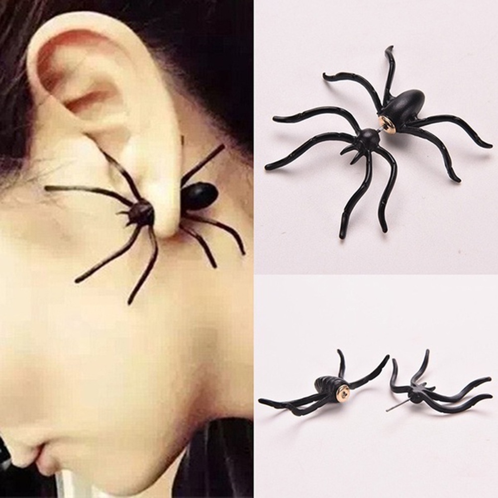 Hu Hu Hu Hu Hu Alat Bantu Pasang Kacamata♡ 1pc Anting Tusuk Bentuk Laba-Laba Seram Untuk Halloween