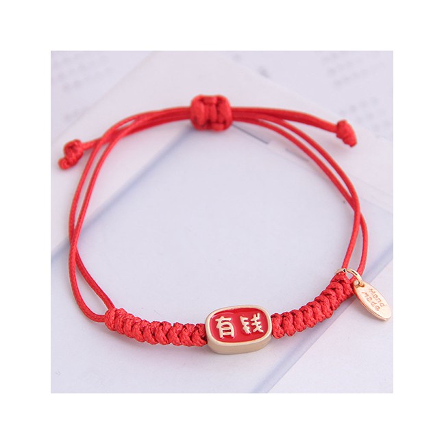 LRC Gelang Tangan Fashion Red Auspicious Rat Knitting Red Rope Blessing Rat Bracelet A60502