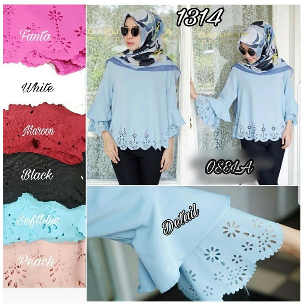 VC   Blouse Osela Laser   Pakaian Wanita   Atasan Wanita   Blus Putih   Blus Lengan panjang   Baju