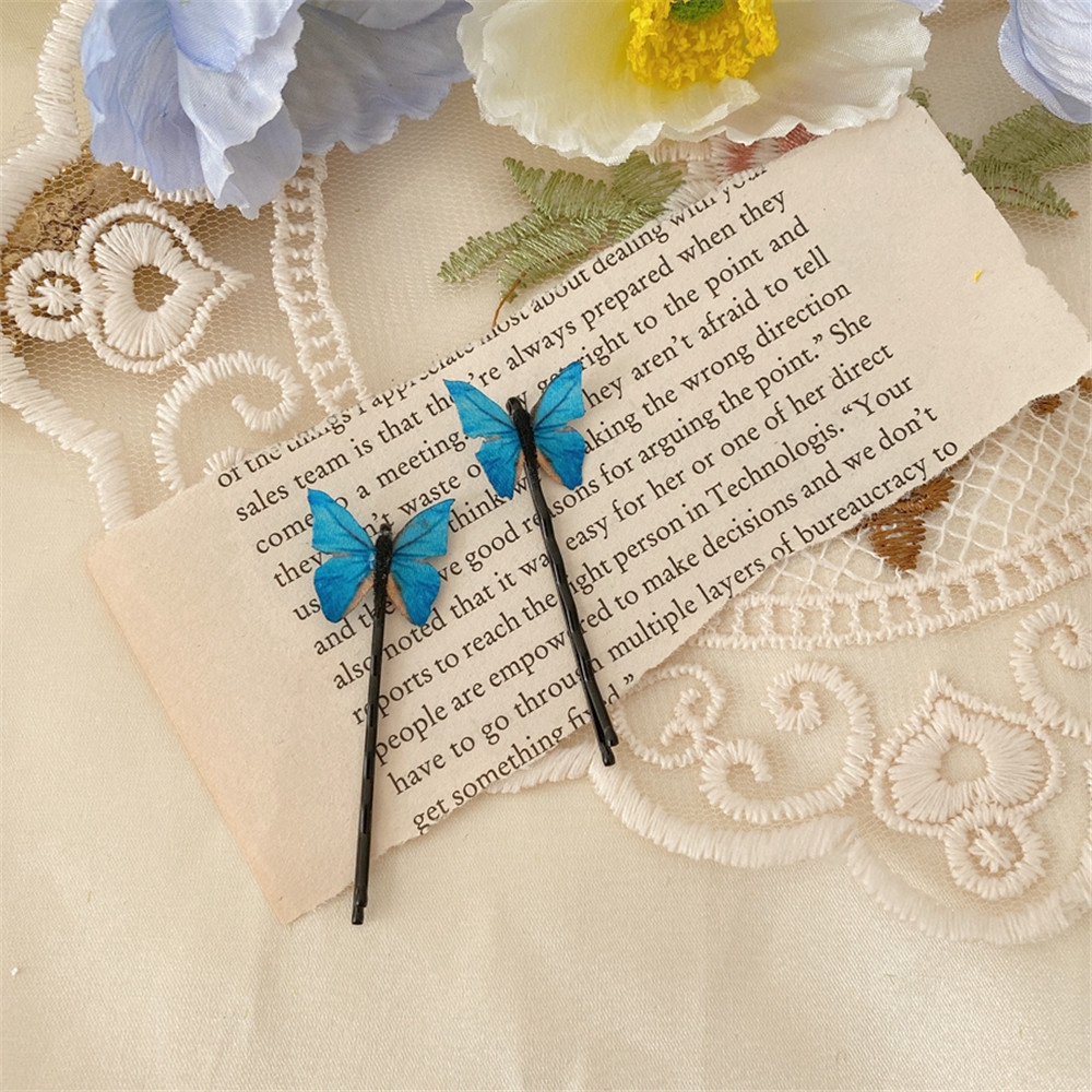 1PC Women Cute Hair Clip Blue Butterfly Hairpin Girl Simple Hair Accessories