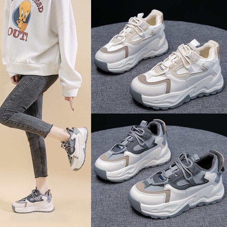 COD Sneakersdaily D602 Sepatu Sneakers Wanita Import Sepatu Grey