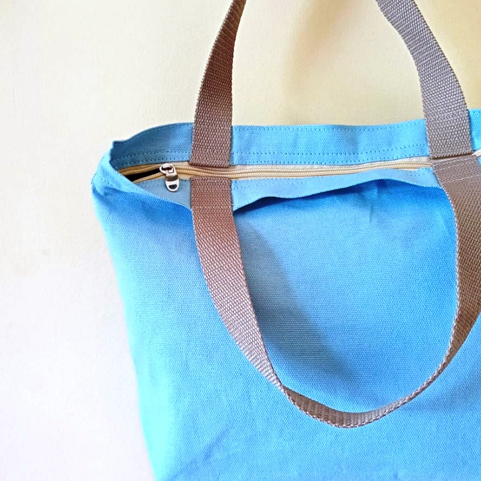 HANDBAG TAS JINJING KANVAS POLOS WARNA BIRU BENHUR TAS WANITA KANVAS RIENS COLLECTIONS