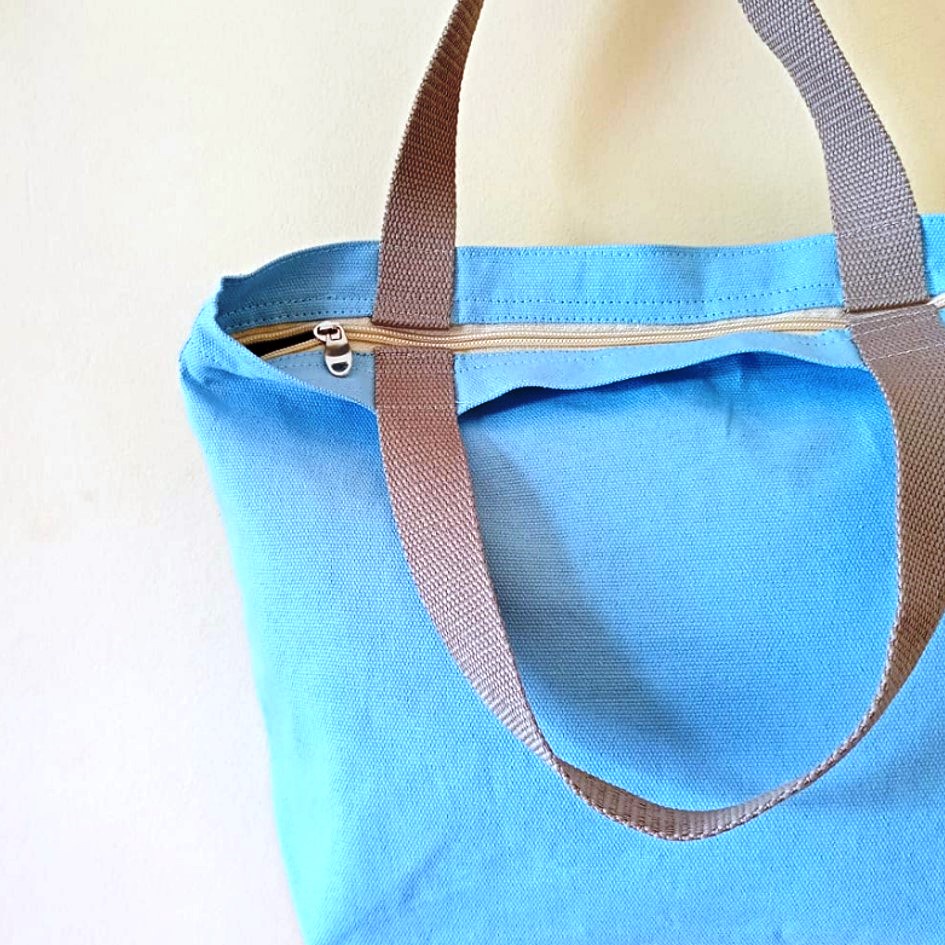 HANDBAG TAS JINJING KANVAS POLOS WARNA BIRU BENHUR TAS WANITA KANVAS RIENS COLLECTIONS