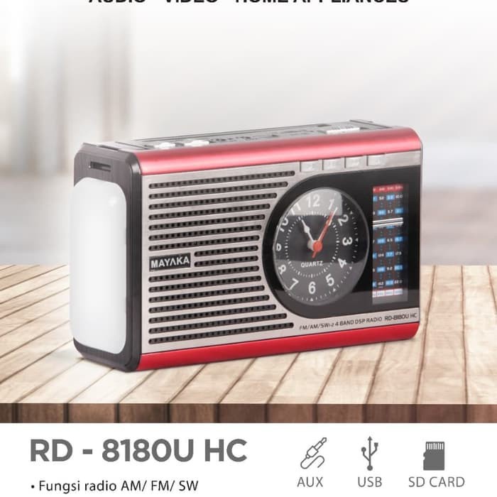 MAYAKA Radio RD-8180U HC Portable USB-SD( Lampu emergency dan Jam )-garansi resmi