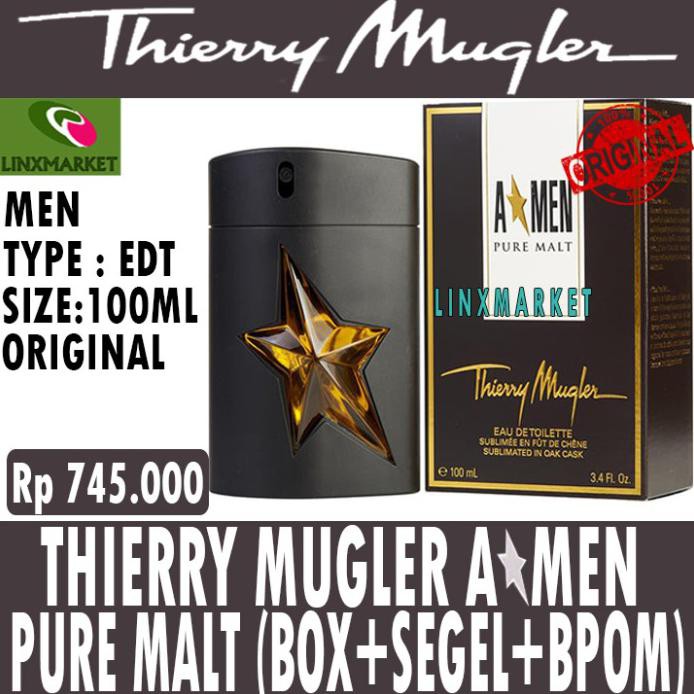 ORIGINAL PARFUM THIERRY MUGLER A*MEN AMEN PURE MALT 100ML SEGEL+BPOM