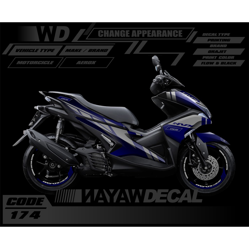 DECAL AEROX BIRU SILVER FULL BODY