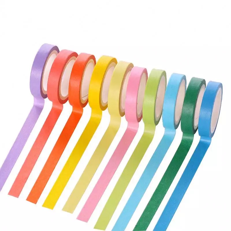 

10 Pcs/box Rainbow Solid Color Masking Washi Sticky Paper Tape Adhesive DIY Random Package