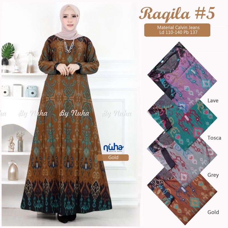 Raqila 5 - Gamis Calvin Jeans Terbaru LD110+ Jumbo / 023-6988