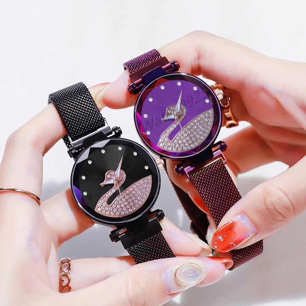 COD FREE BATERAI JAM TANGAN MURAH WANITA PREMIUM RANTAI MAGNET IMPORT GROSIR ANALOG KOREAN W98