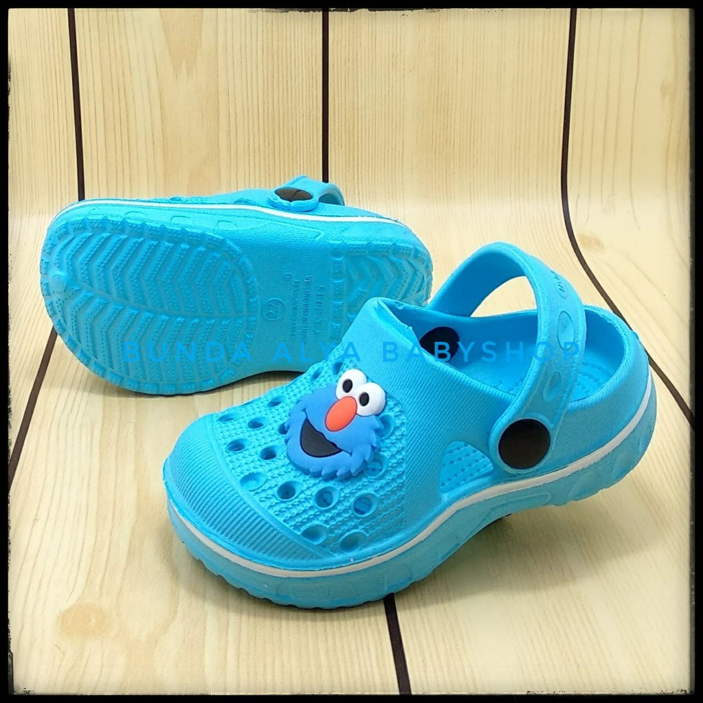 Sandal Anak Laki Karet Usia 6 Bulan 1 Tahun BIRU Lentur- Sendal Anak Cowok Cewek Motif Kartun Lucu Size 18 - 23