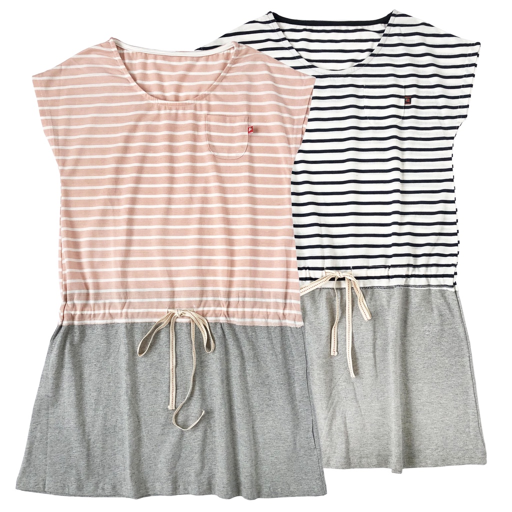 DRESS MIDI KAOS GARIS PINK PUTIH HITAM KOMBI ABU POLOS IMPORT