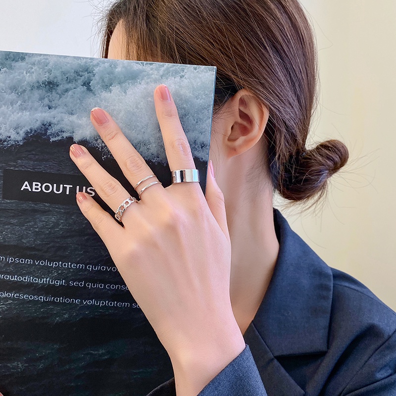 Set Cincin Jari Telunjuk Desain instagram Gaya hip hop Untuk Wanita element