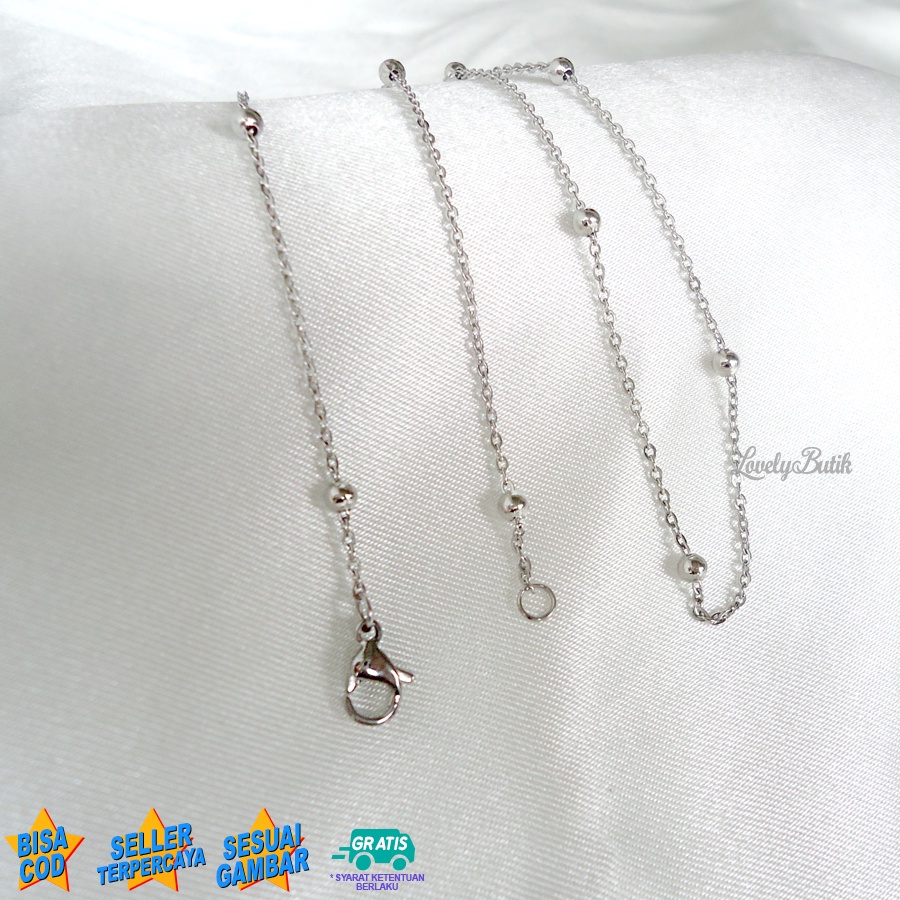 Lovelybutik Kalung Titanium Anti Karat Rantai Kalung Wanita Titanium Model Terbaru Rantai Biji Lada Nori Panjang Rantai 45 Cm