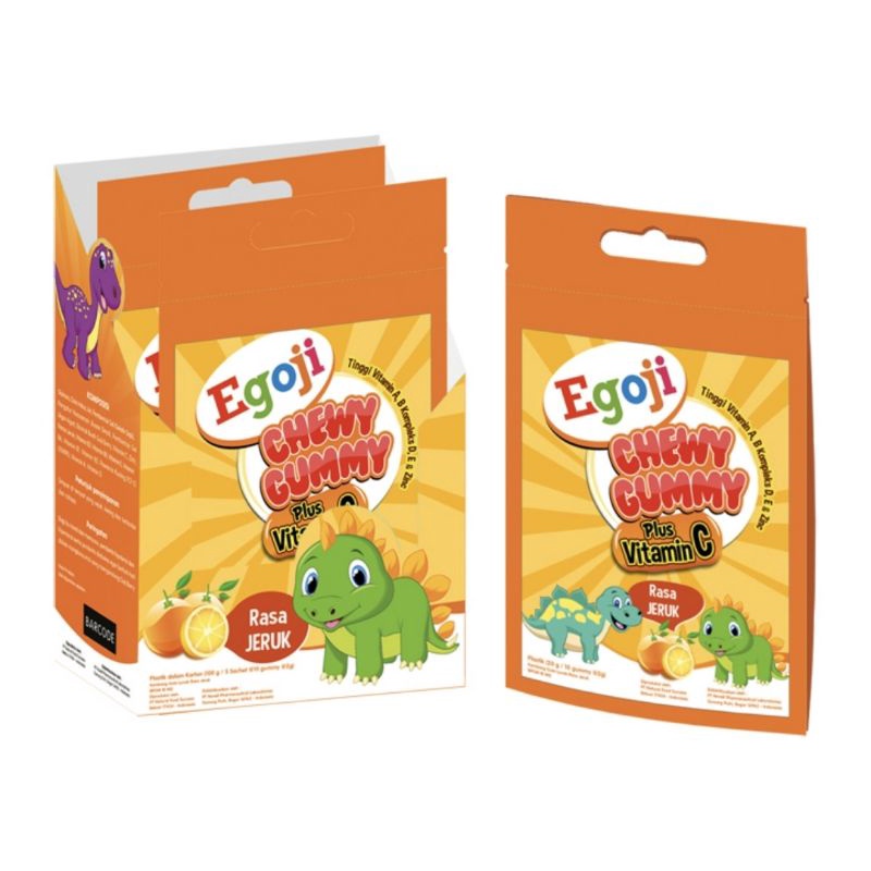 Egoji Gummy Chewable 1 box isi 50 gummy Rasa Jeruk