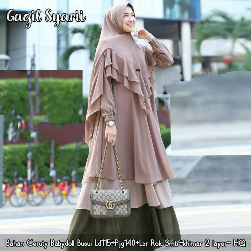 Gamis pesta humaira syar'i ceruty babydoll gagil syari busui friendly