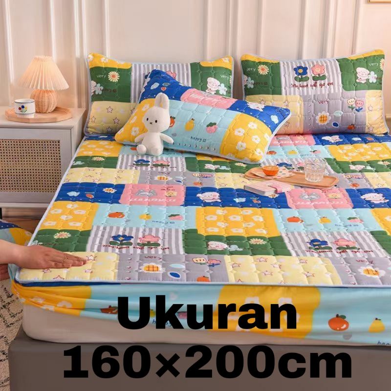 Sprei Waterproof / Sprei Protector bermotif / Sprei anti air ukuran 180x200CM dan 160x200CM-160x200 kotakwarna-i