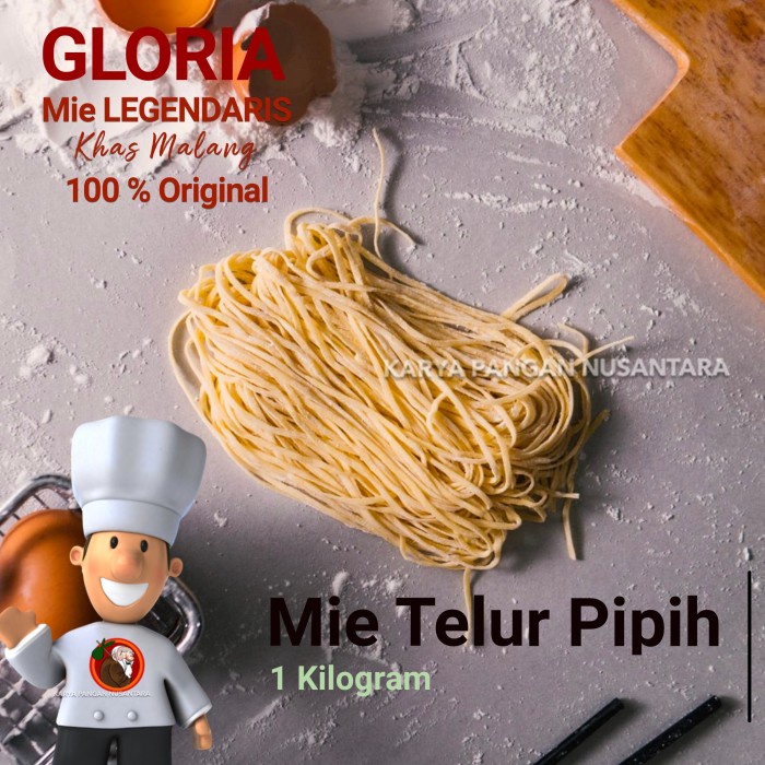 MIE MENTAH PIPIH MIE PANGSIT GLORIA MALANG MI PANGSIT MIE TELUR PIPIH 1KG