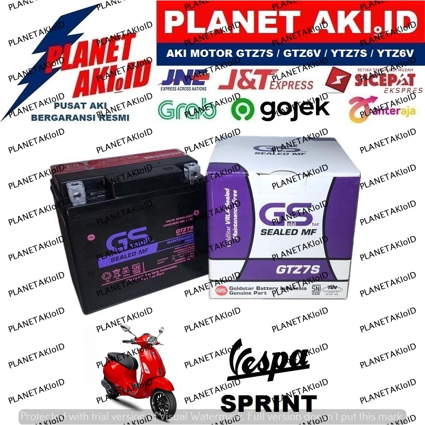 Aki Motor Vespa Sprint GTZ7S Accu Kering MF