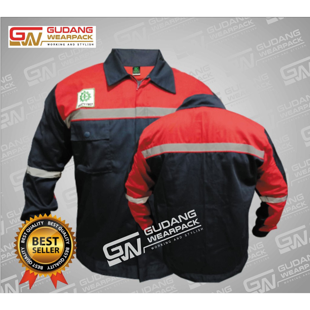 Gudang Wearpack - Baju Kerja Seragam Proyek Warna Dongker Merah