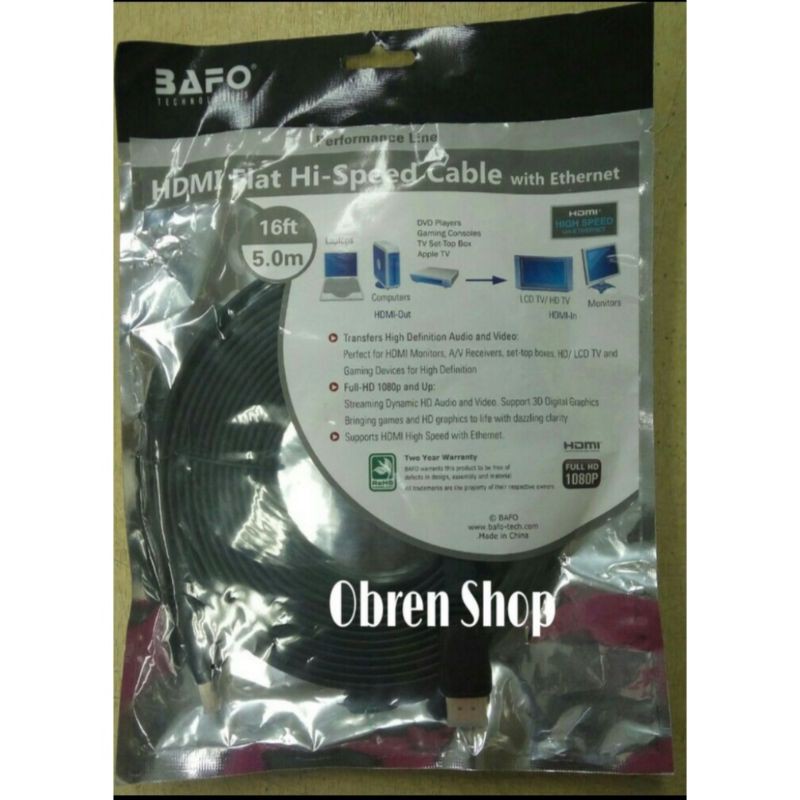 KABEL HDMI 5 METER BAFO FLAT / PIPIH