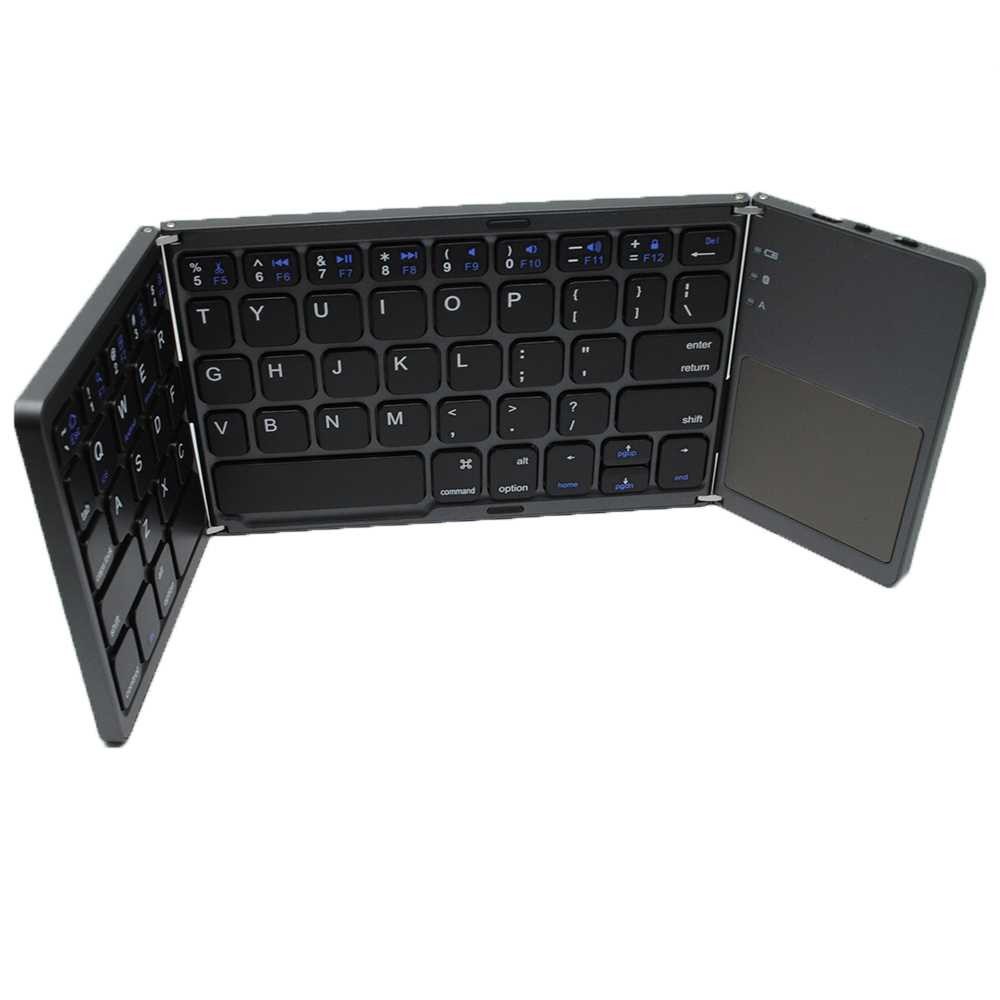 Keyboard Bluetooth Magnetic Lipat Tiga Dengan Touchpad