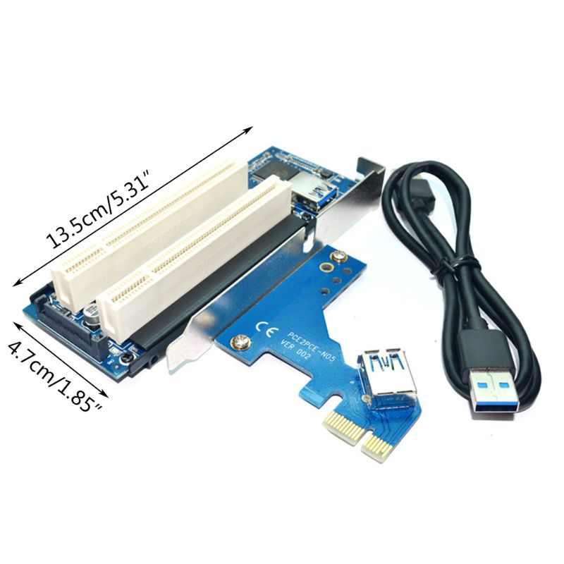 Kartu btsg PCI-E Express X1 Ke Dual PCI Riser Extender Dengan Bracket Low Profile