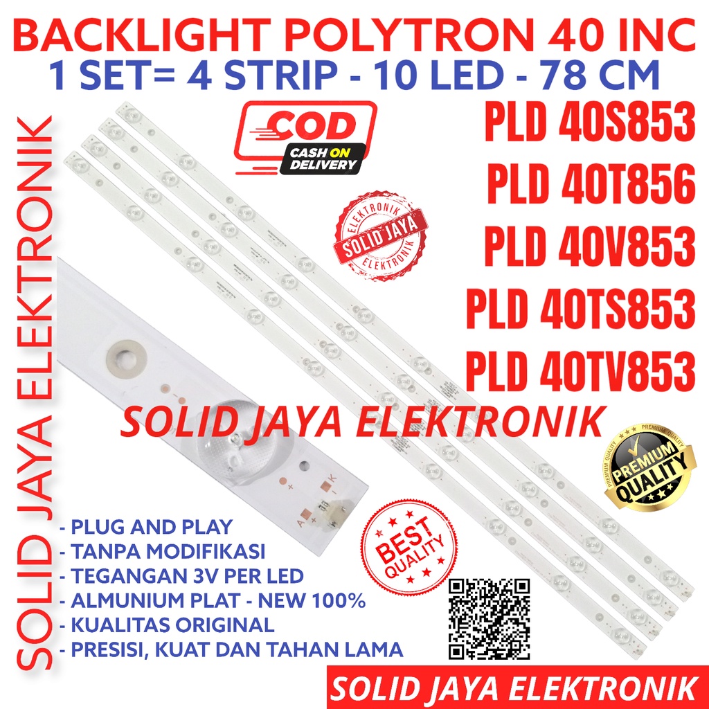 BACKLIGHT TV LED POLYTRON 40 INC PLD 40S853 40T856 40V853 40TS853 40TV853 LAMPU BL 10K 3V PLD-40S853 PLD-40T856 PLD-40V853 PLD-40TS853 PLD-40TV853 PLD40S853 PLD40T856 PLD40V853 PLD40TS853 PLD40TV853 10 LED KANCING 40INCH 40IN 40INC 40 INCH IN INC