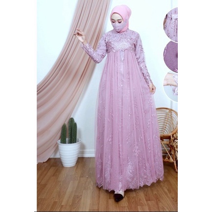 Gamis Brukat MANDALIKA Full Tile / Brukat Kondangan / Gamis terbaru Lebaran Wanita / Dress Kondangan Muslim / Gamis Remaja / Fashion Muslim