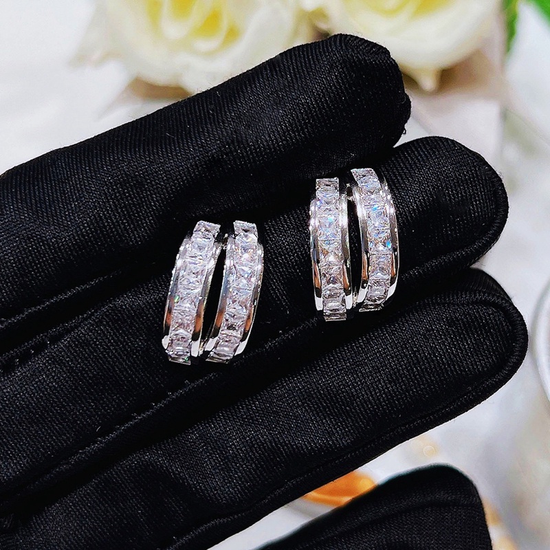 Anting Stud Zircon Arc Metal Gaya Korea Untuk Wanita