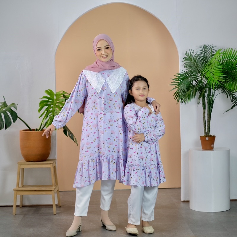 TUNIK COUPLE MOMS N KIDS TUNIK RENDA GUZEL LACE