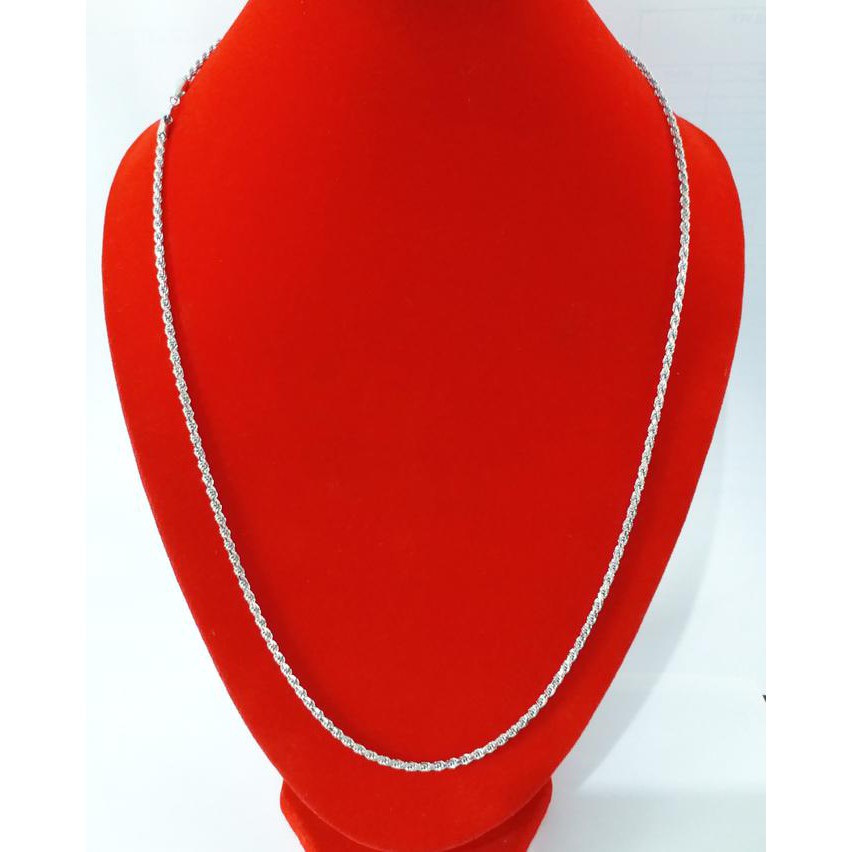 Terbaru Kalung Perak 925 Lapis Emas Putih / Kalung Tambang Silver 925 / 60Cm