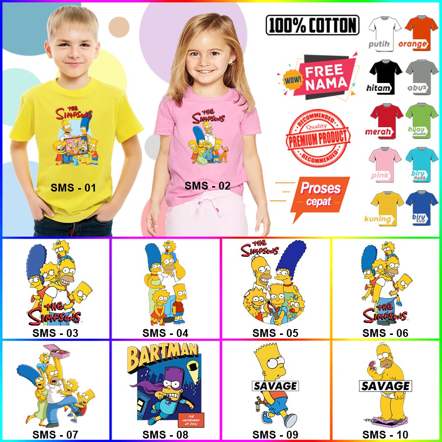 Baju Kaos ANAK DAN DEWASA SIMPSONS COUPLE (FREE NAMA)