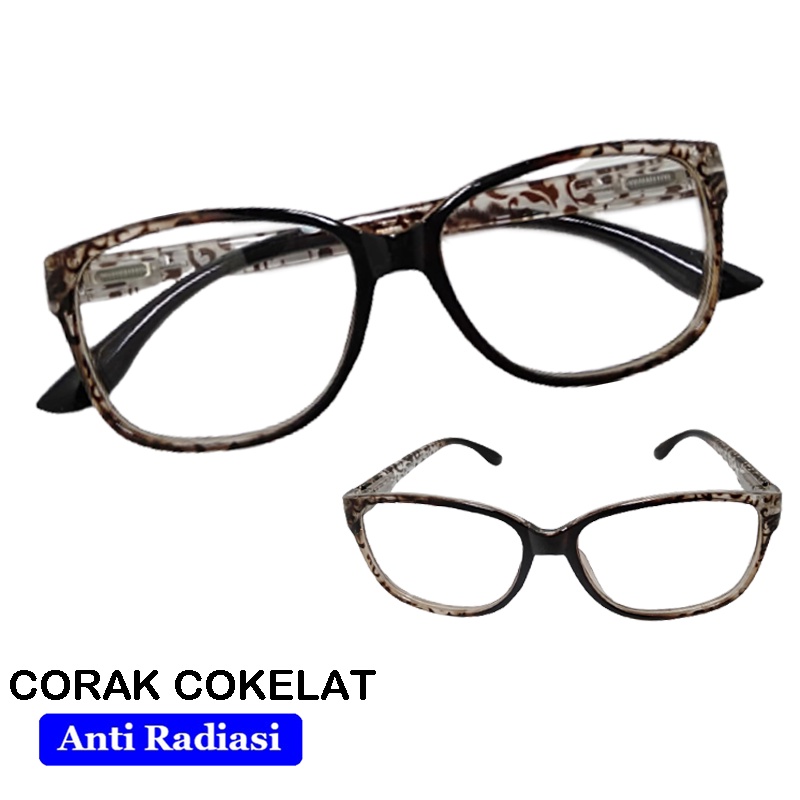 Kacamata Anti Radiasi Komputer Hp Pc Untuk Wanita Pria Motif Loreng Kacamata Baca Fashion Blueray Unisex Eye Glasses Protection