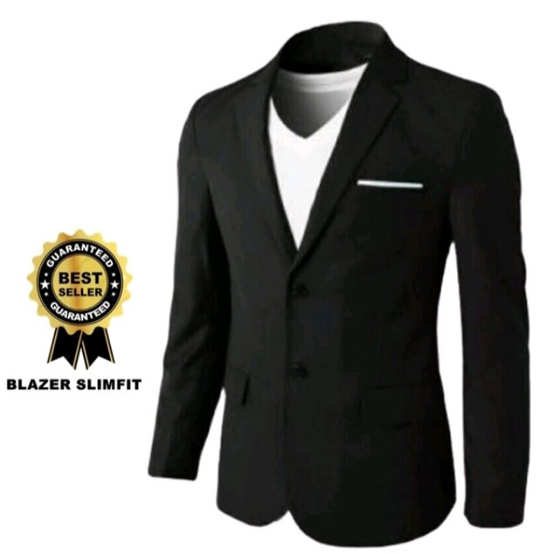 GD_Offecial_ID-Jas Pria Formal  Hitam Kancing 2 Casual Slimfit-Blezer Pria Fromal-Jas Pria-Blezer Pr