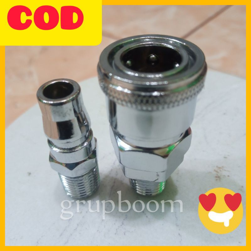 SAMBUNGAN SELANG KOMPRESOR ANGIN QUICK COUPLER SET SM PM 20 CONEKTOR KOMPRESOR UDARA 1/4" SM PM20