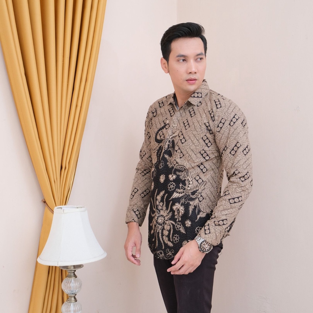 BAJU KEMEJA BATIK PRIA COWOK LENGAN PANJANG SLIMFIT ATASAN BATIK PREMIUM PRIA COWO PRABUSENO