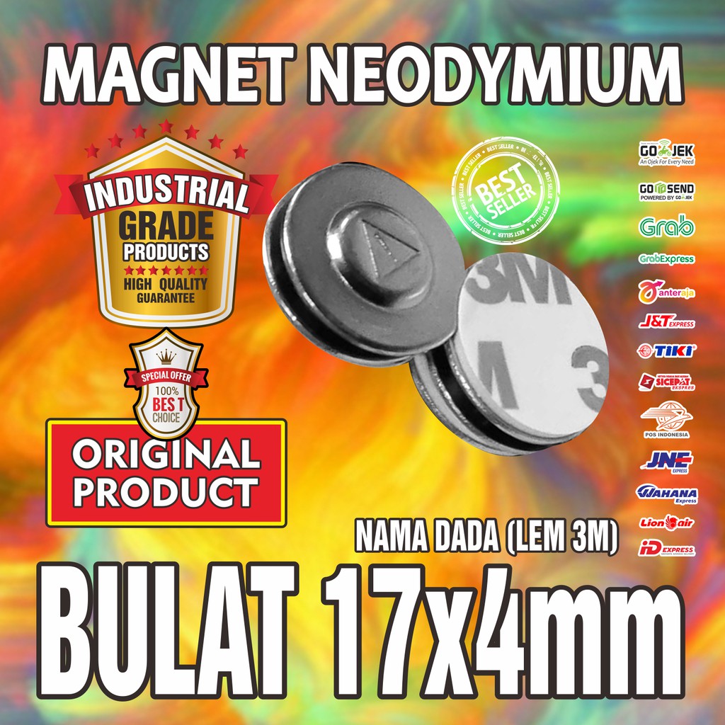 

MAGNET NEODYMIUM DADA BULAT DIAMETER 17x4mm - 17 x 4 mm - LEM 3M