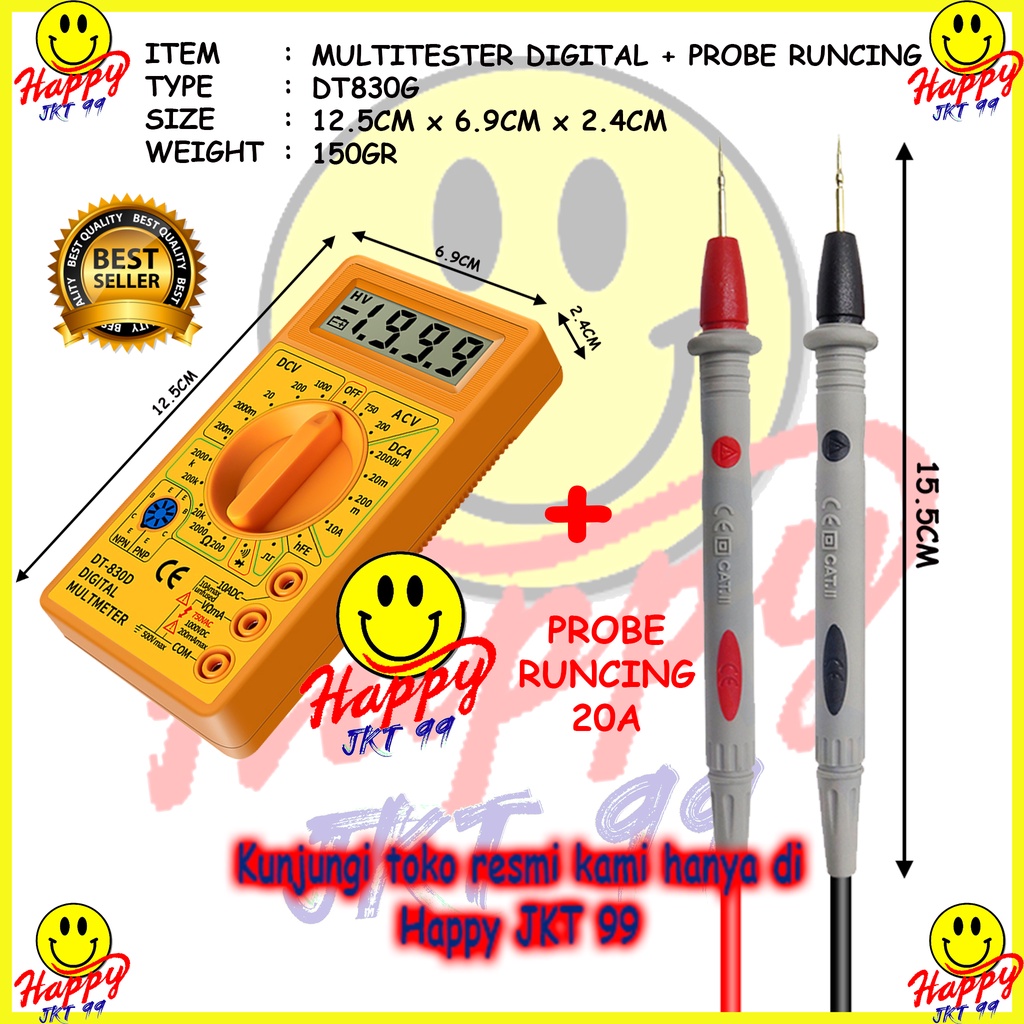 [ HAPPY JKT 99 ] MULTITESTER MULTIMETER AVOMETER TESTER DT830G DT-830G ORIGINAL