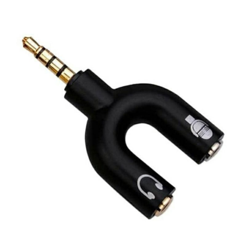 SKU-1056 KONEKTOR JACK Y AUX 3.5 MM KE AUDIO HEADSET &amp; MIC U SPLITTER