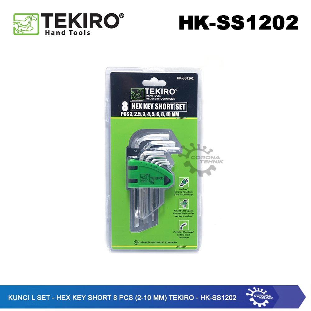 Tekiro - HK-SS1202 - Kunci L Set Hex Key 8 Pcs Pendek